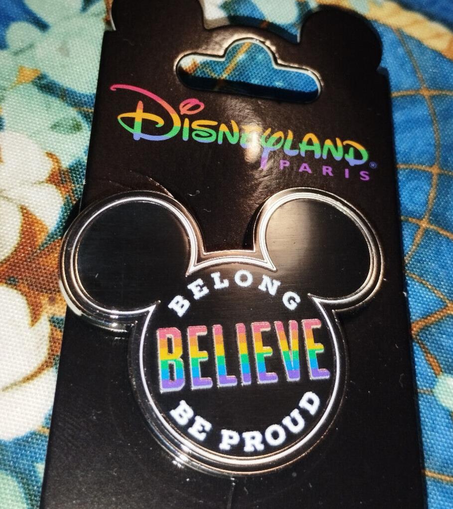 Mickey Head Belong Believe Be Proud Rainbow Color Disney Paris Dlp June 2024 Pin