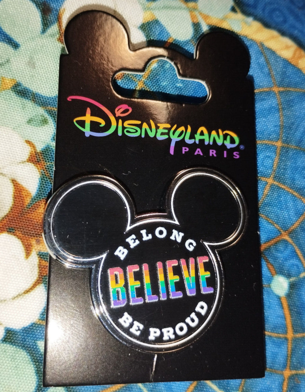 Mickey Head Belong Believe Be Proud Rainbow Color Disney Paris Dlp June 2024 Pin