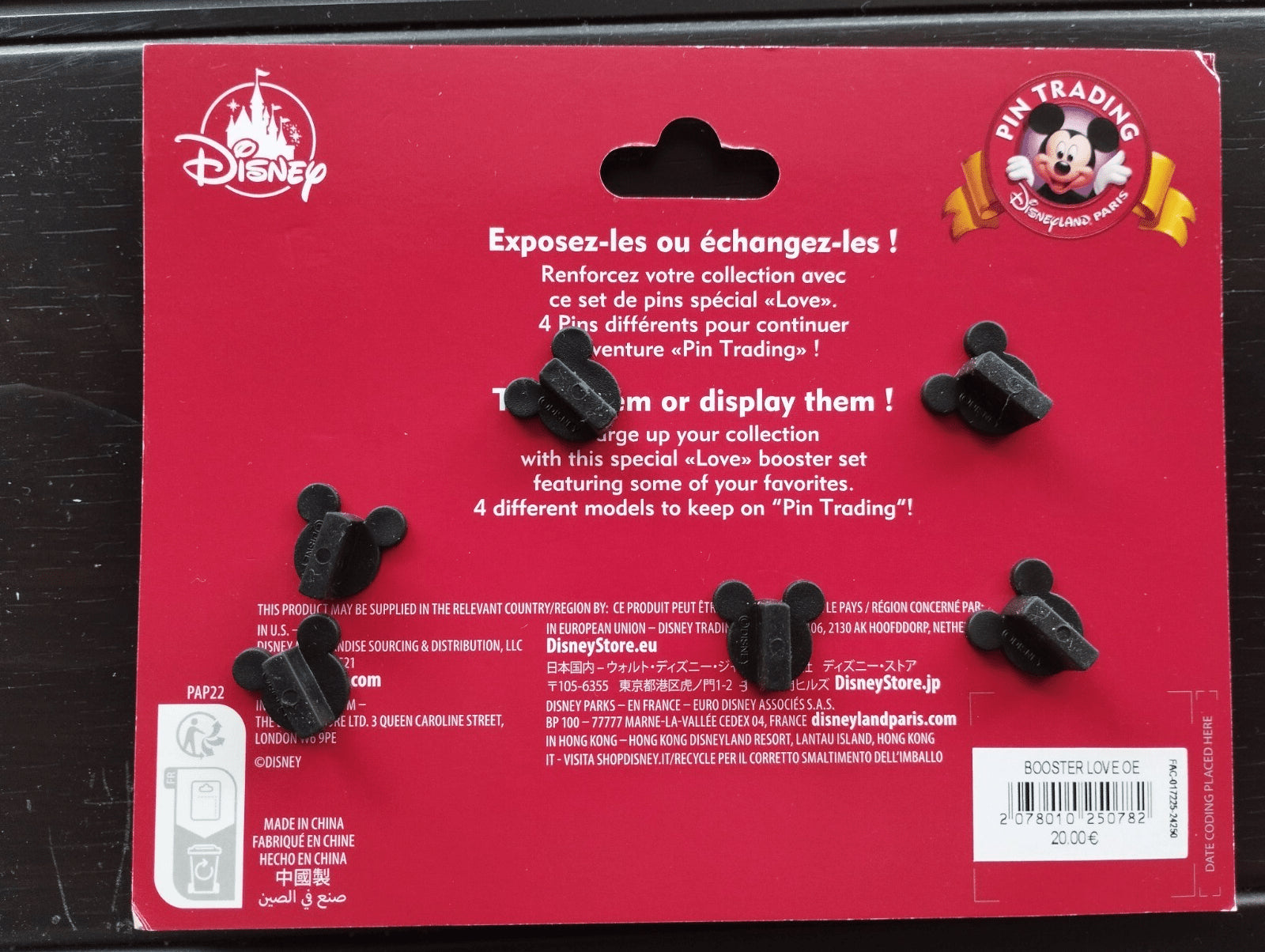 Mickey Minnie Valentine Love Series Disney Paris Dlp 2025 4 Pins Booster set