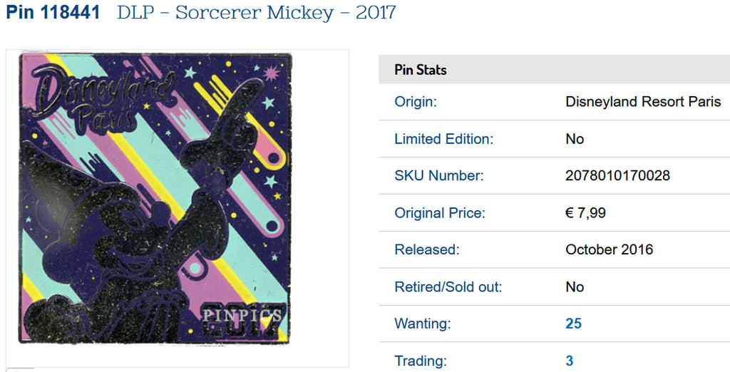 Mickey Sorcerer with shooting stars Disney Land Paris Dlrp Dlp 2017 pin