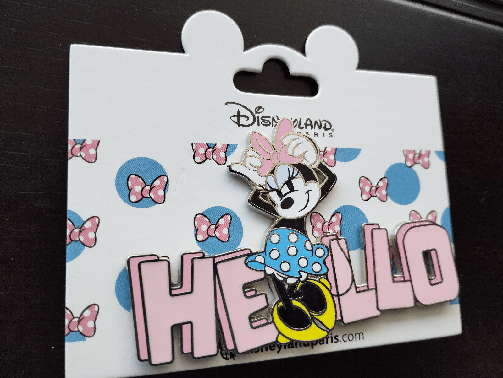 Minnie Mouse Polka dots pink Hello Disney Land Paris Dlp April 2024 Jumbo Pin