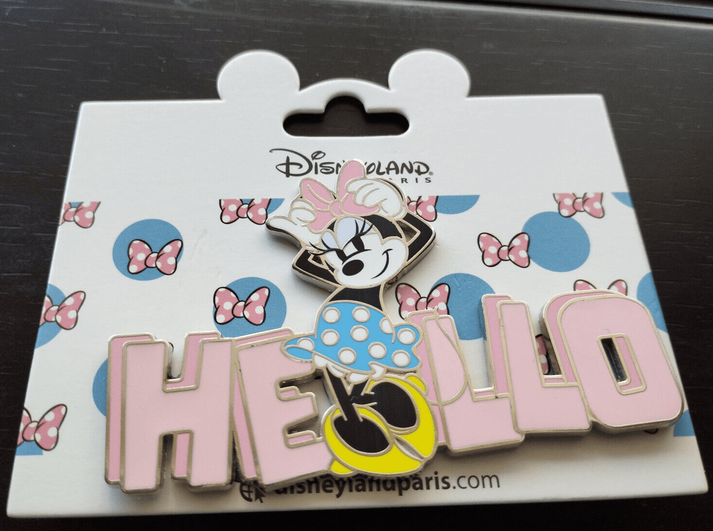 Minnie Mouse Polka dots pink Hello Disney Land Paris Dlp April 2024 Jumbo Pin