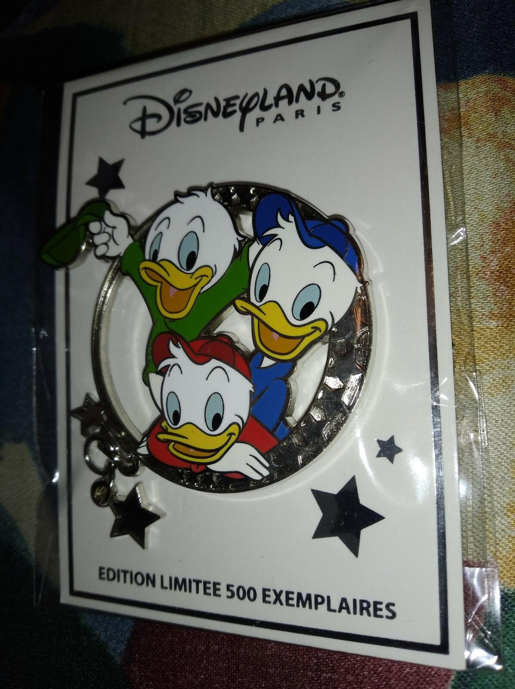 Nephews Huey Dewey Louie w Stars Disney Paris LE 500 Dlp 2022 Round Dangle Pin