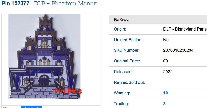 Phantom Manor Haunted Mansion Disney Land Paris DLP Oct 2022 Pin