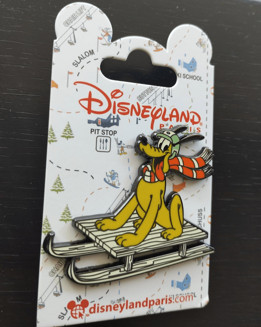 Pluto - Riding on a Sledge Winter Ski Set Disney Land Paris Dlp Feb 2025 Pin