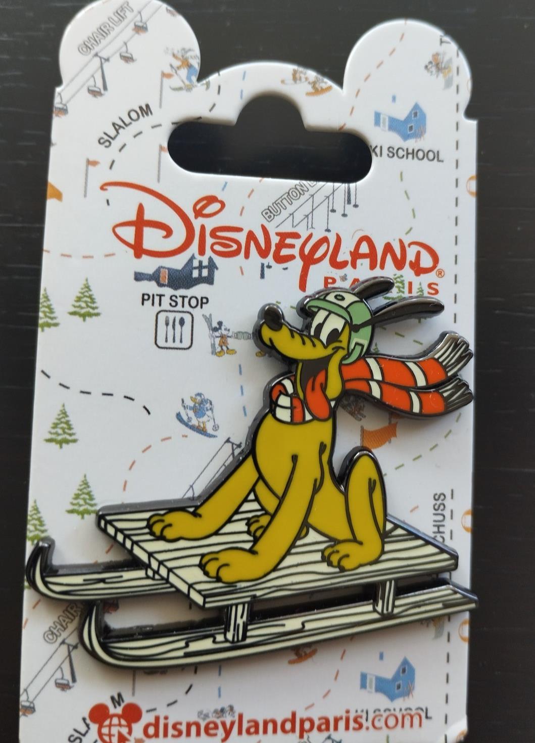 Pluto - Riding on a Sledge Winter Ski Set Disney Land Paris Dlp Feb 2025 Pin