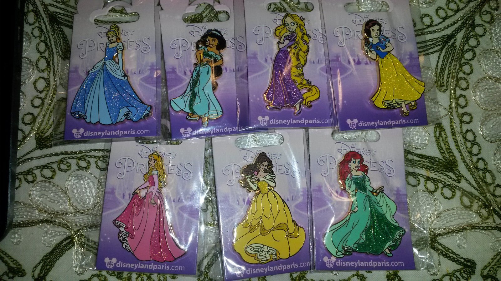 Princesses in Glitter Gown 2015 7 Pins Complete Set DLP Disney Land Paris
