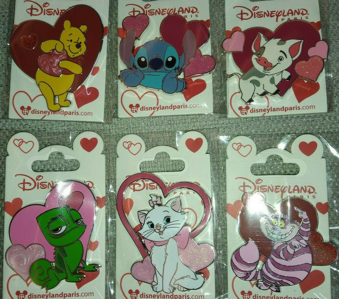 Pua Marie Stitch Cheshire Winnie Pascal Valentine Set Disney Paris Dlp 2022 Pins
