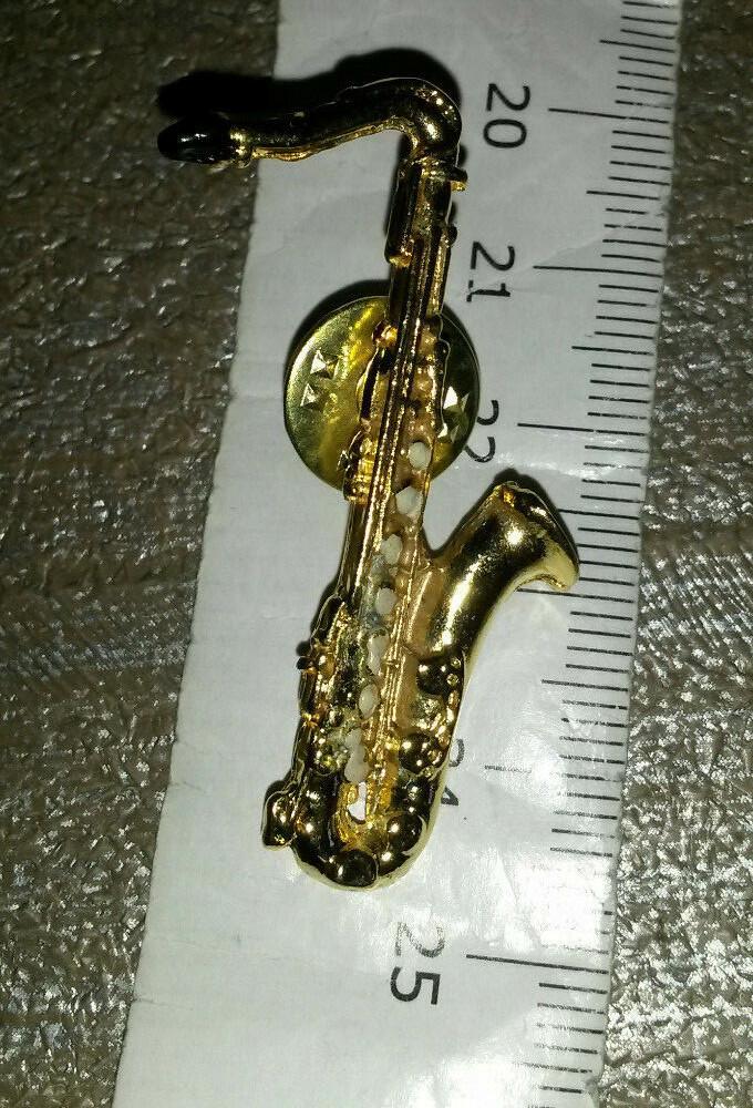 Saxophone Gold colour Music Pin
