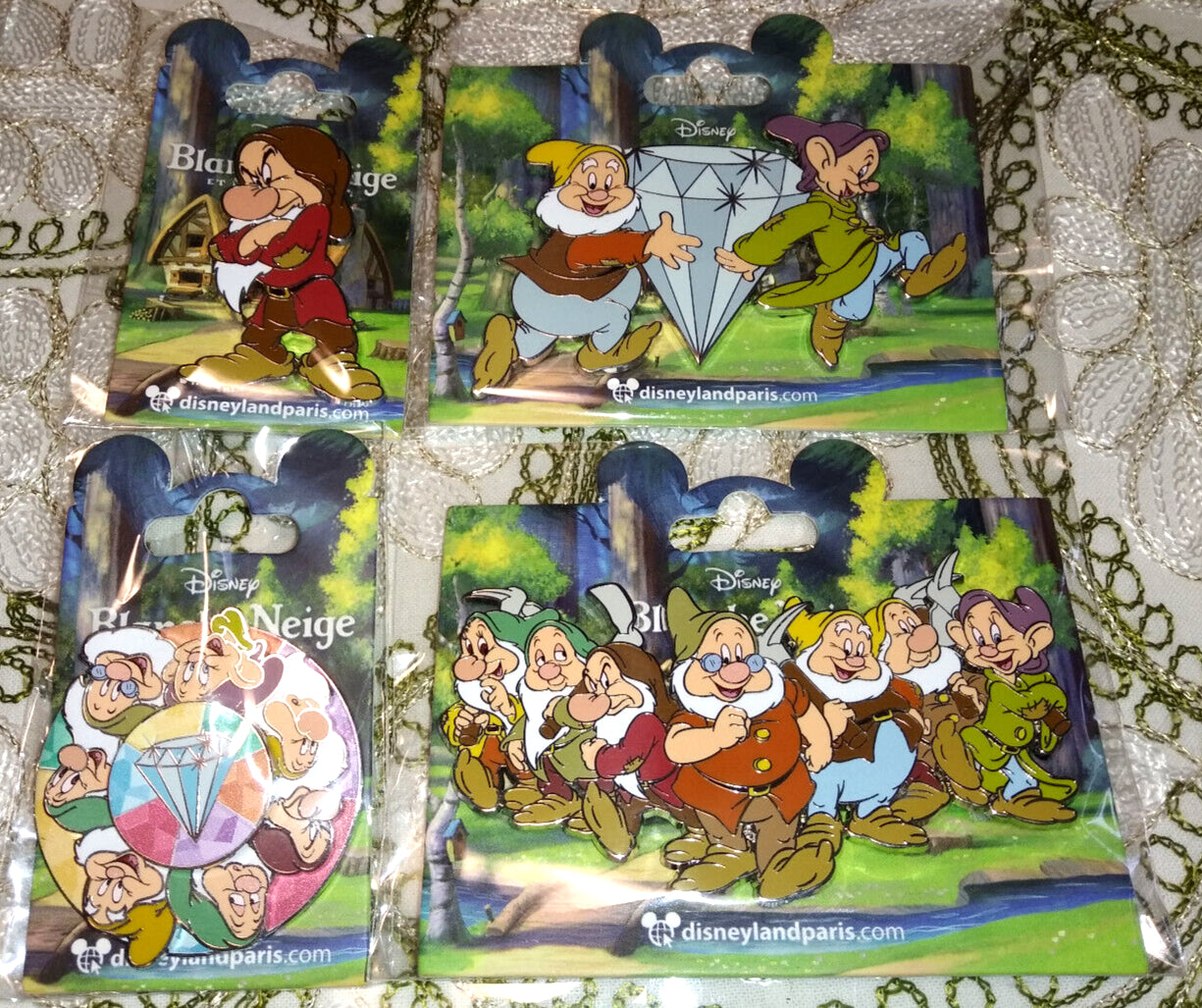 Seven Dwarfs Disney Land Paris Dlp January 2023 4 pins Set Jumbo , Spinner