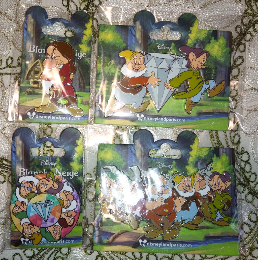 Seven Dwarfs Disney Land Paris Dlp January 2023 4 pins Set Jumbo , Spinner
