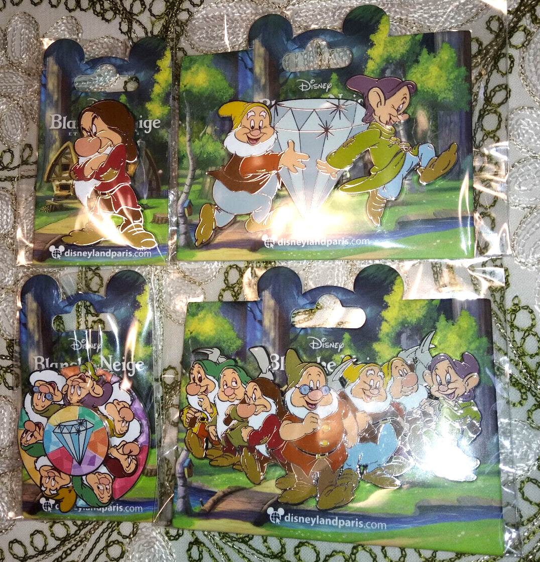 Seven Dwarfs Disney Land Paris Dlp January 2023 4 pins Set Jumbo , Spinner