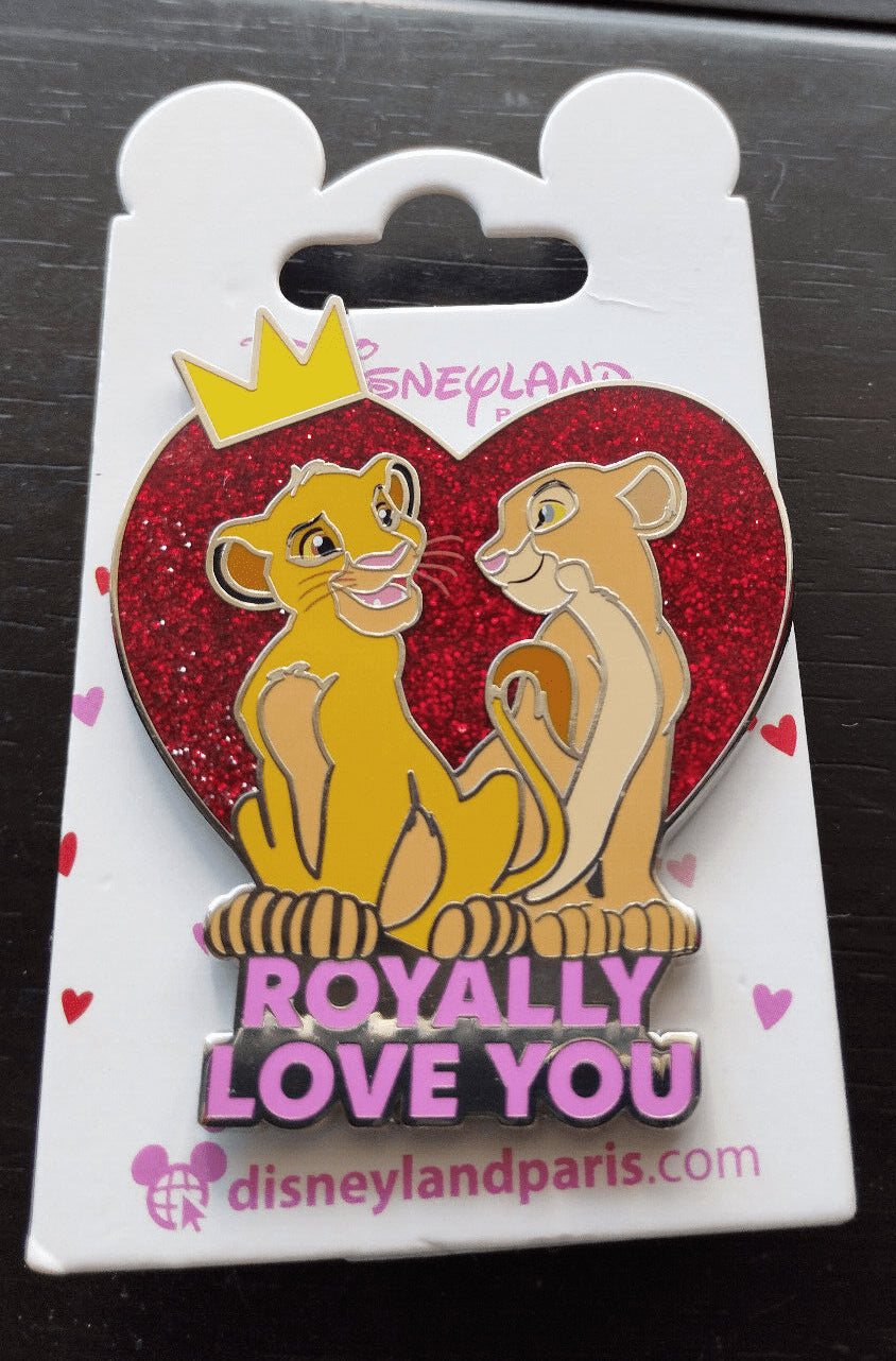 Simba & Nala in Heart Valentine Disney Paris Dlrp Dlp Fev 2024 Glitter Pin