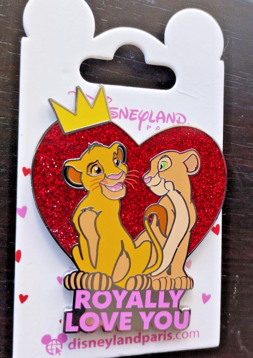 Simba & Nala in Heart Valentine Disney Paris Dlrp Dlp Fev 2024 Glitter Pin