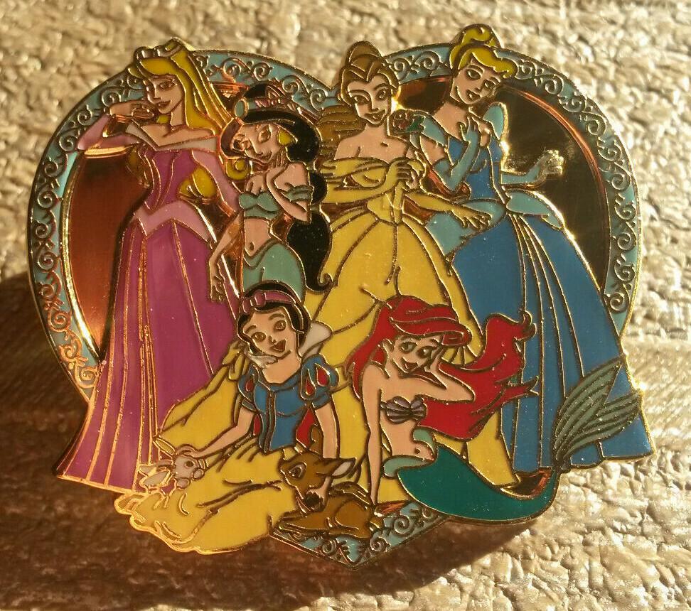 Six Princesses Aurora Jasmine Belle Cinderella Snow Ariel Disney LE 250 Pin Bootleg Fantasy