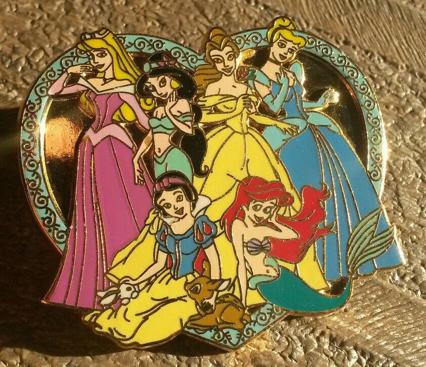 Six Princesses Aurora Jasmine Belle Cinderella Snow Ariel Disney LE 250 Pin Bootleg Fantasy