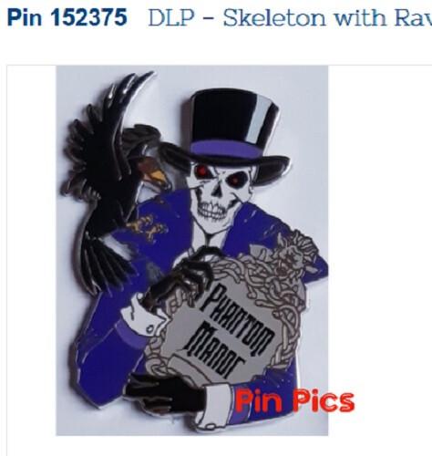 Skeleton with Raven Phantom Manor Haunted Mansion Disney Paris DLP Oct 2022 Pin