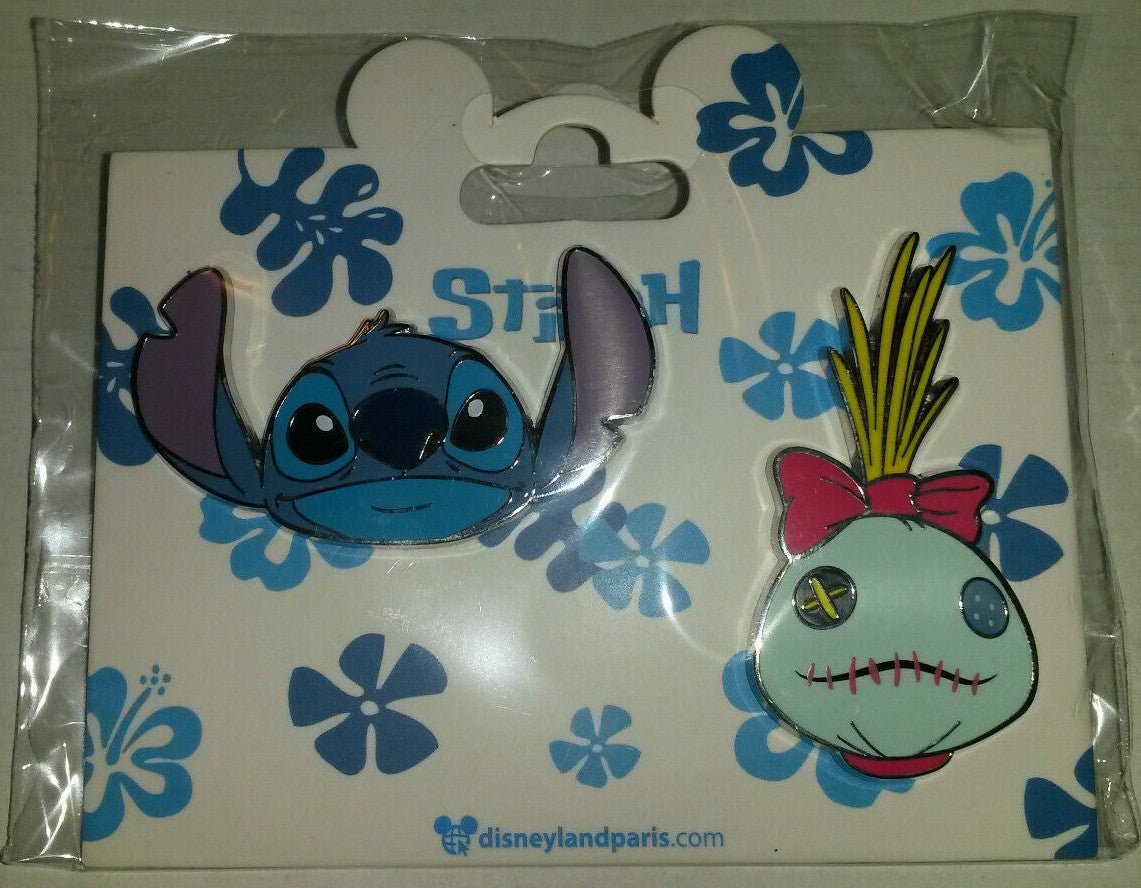 Stitch and Scrump Heads 2 Pins Set Disney Land Paris Dlrp Dlp 2021 August Pin