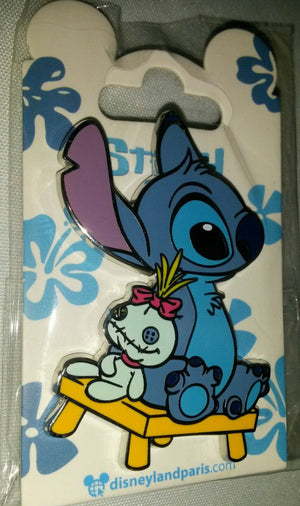 スティッチとスクランプがベンチに座っている ディズニーランドパリ Dlrp Dlp 2021年8月 ピンバッジ