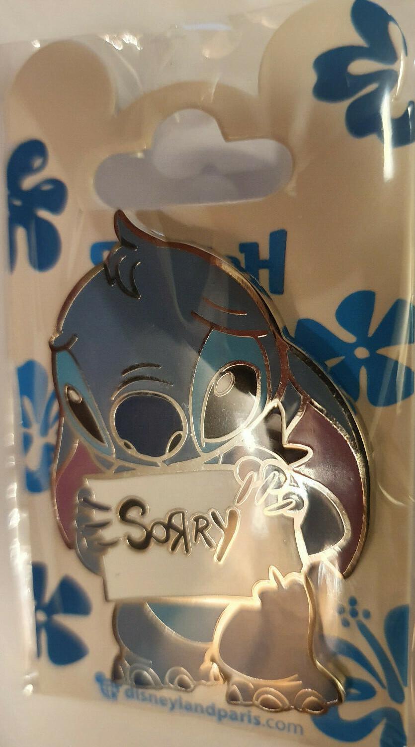 Stitch Holding Sign Sorry (Lilo and) Disney Paris Dlrp Dlp 2019 November Pin