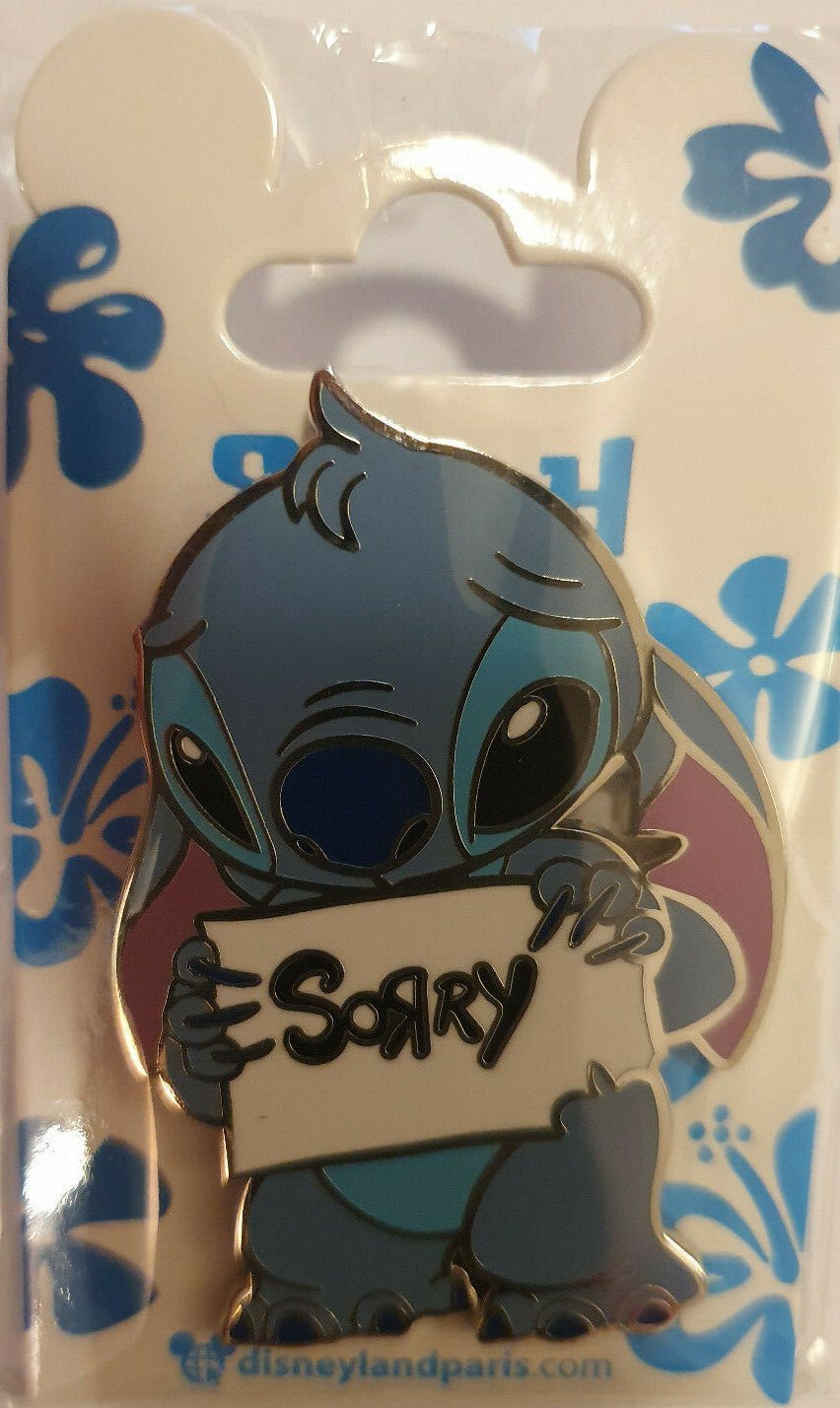 Stitch Holding Sign Sorry (Lilo and) Disney Paris Dlrp Dlp 2019 November Pin
