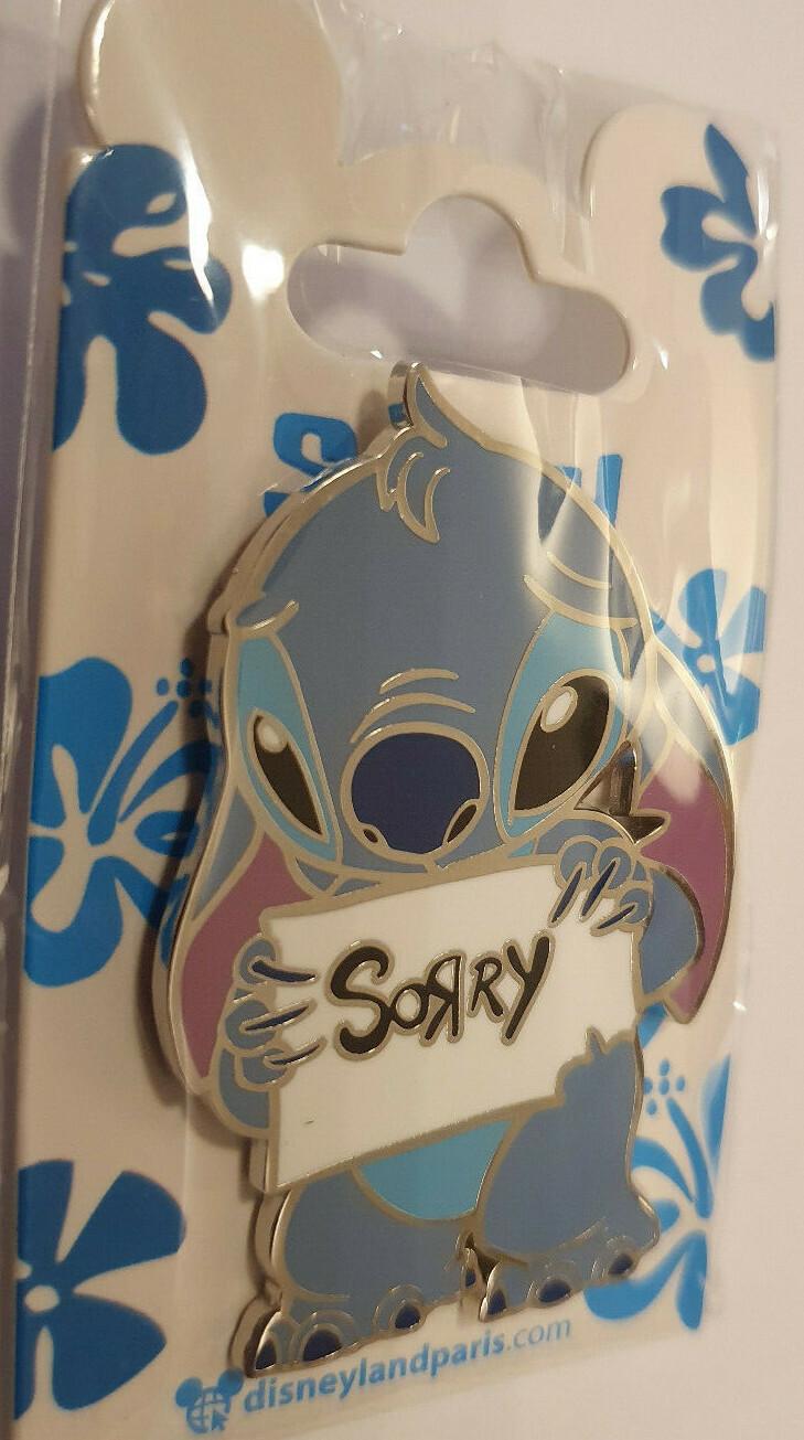Stitch Holding Sign Sorry (Lilo and) Disney Paris Dlrp Dlp 2019 November Pin