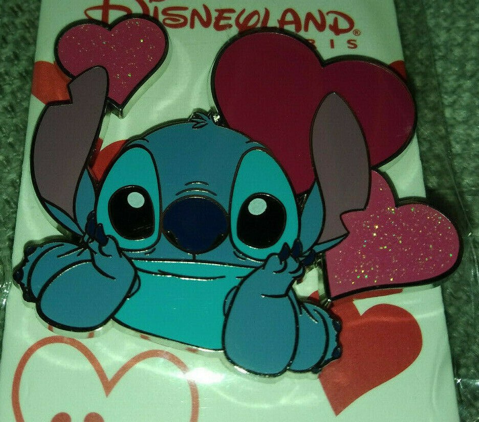 Stitch in Heart Valentine Series Disney Land Paris Dlp Dlrp 2022 Glitter Pin