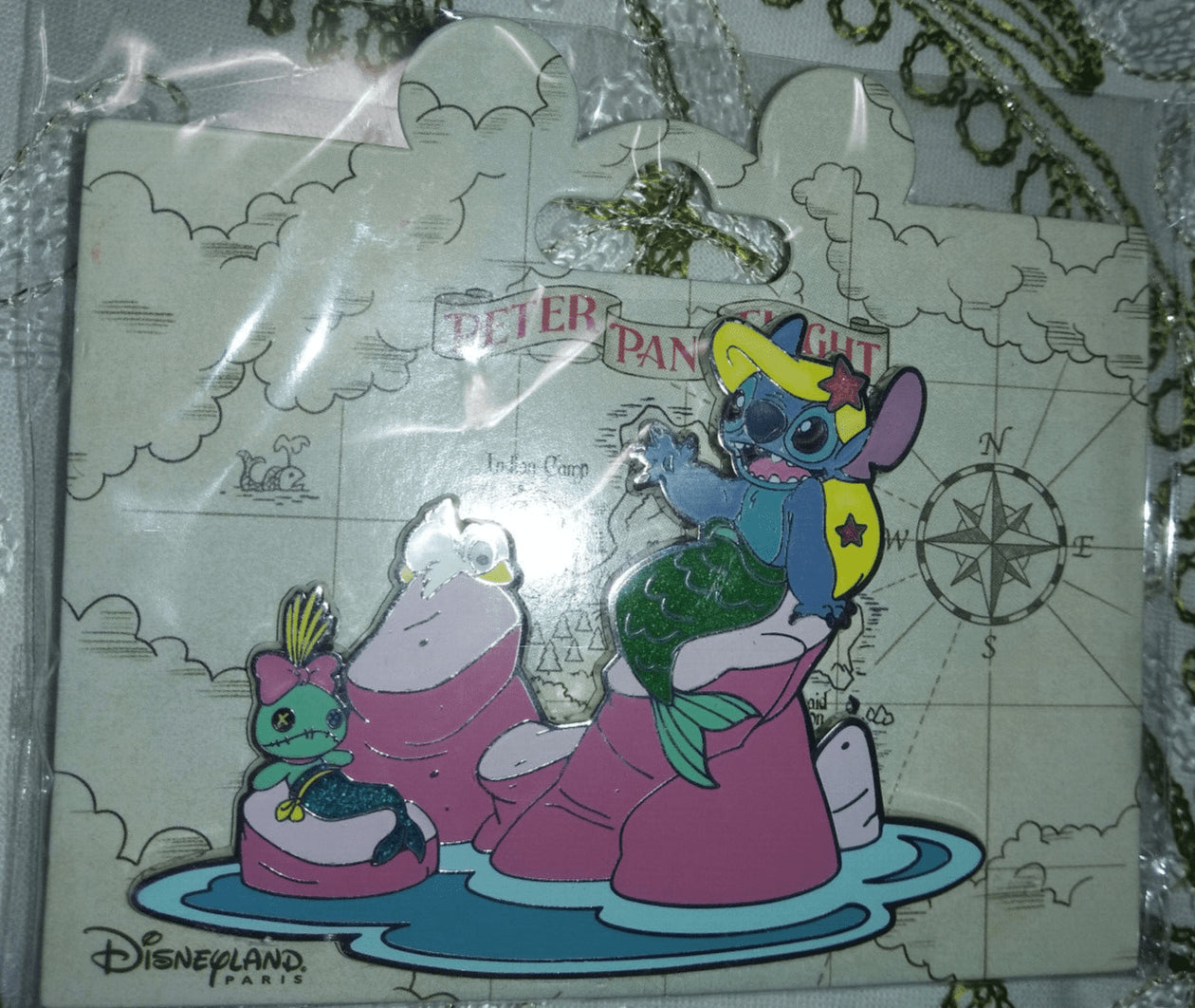Stitch Little Mermaid Peter Pan's Flight Attraction Disney L Paris DLP 2022 Pin