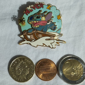 Stitch on Sledge Winter 2004 Pin on Pin LE 1200 DLP Disney Land Paris