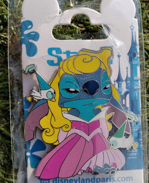 スティッチ 眠れる森の美女 オーロラ姫 アヒル 妖精 ディズニー L パリス DLP 2022年11月 ピンバッジ