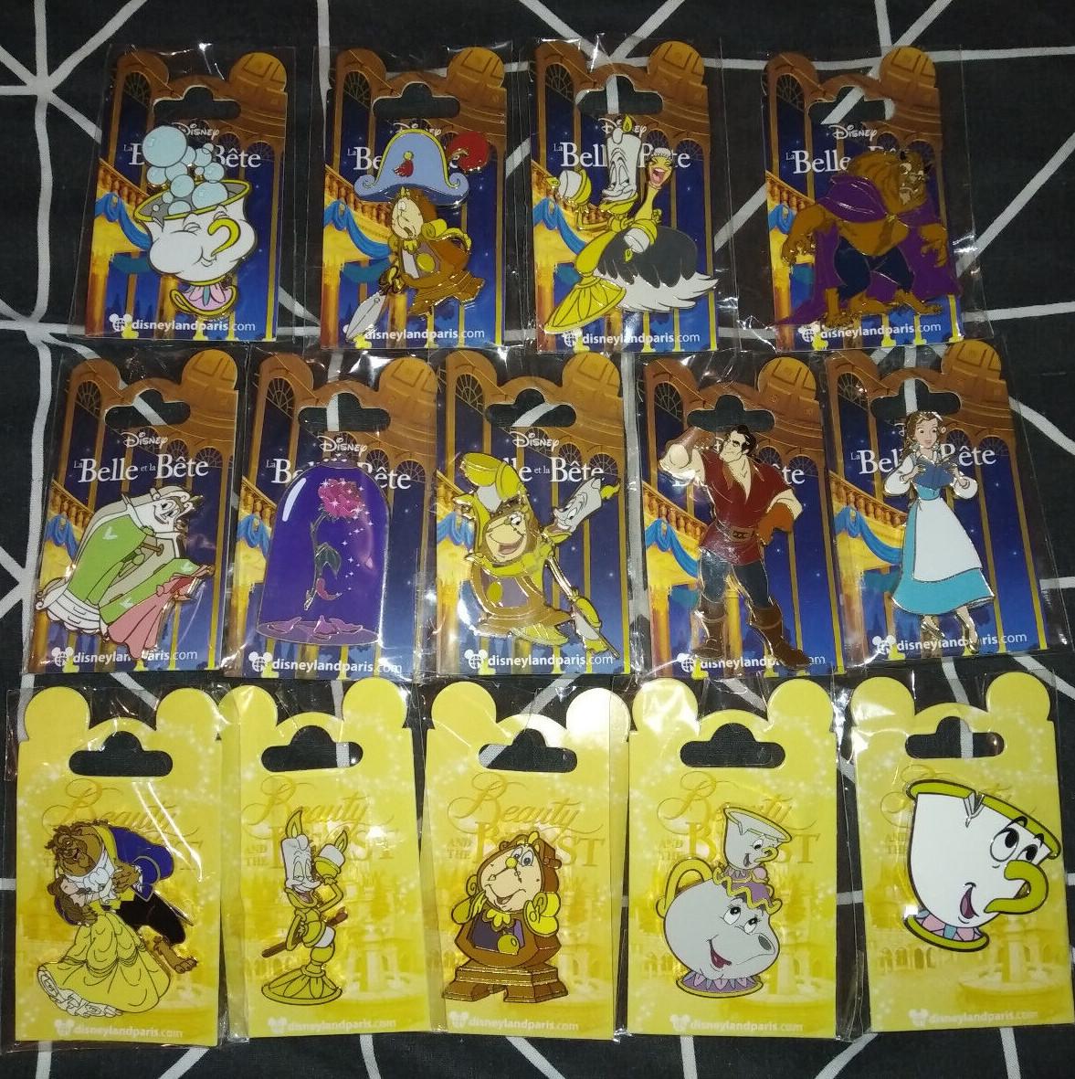 The Beauty and the Beast Dlp Disney Land Paris Full Set 14 Pins (Gaston Lumiere)