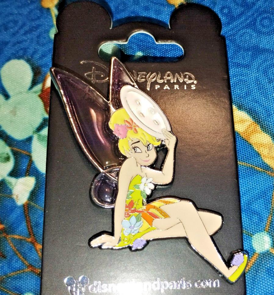 Tinkerbell Flowers with Button Iridescent Wings Disney Paris Dlp April 2024 Pin
