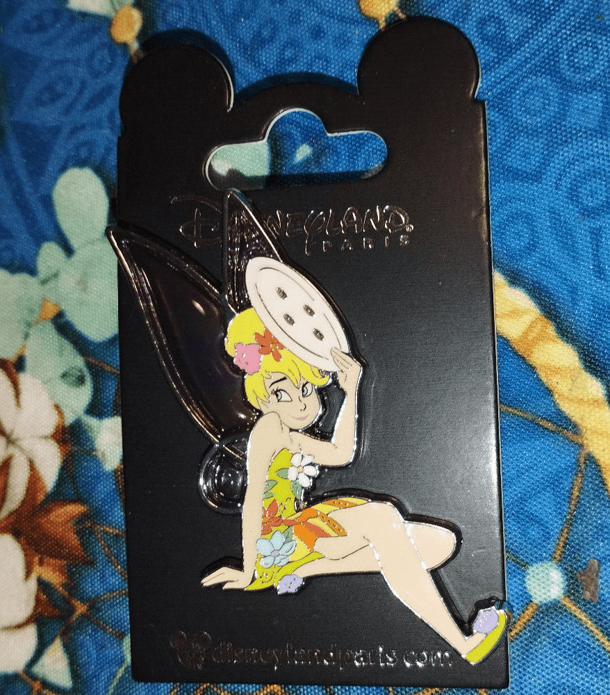 Tinkerbell Flowers with Button Iridescent Wings Disney Paris Dlp April 2024 Pin