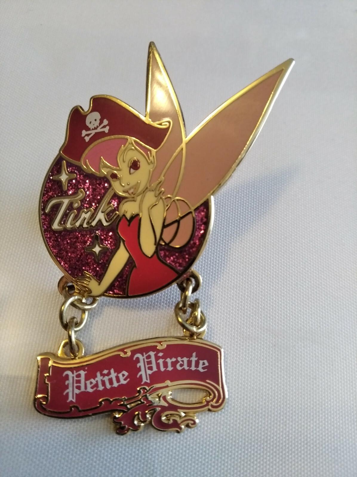 Tinkerbell Petite Pirate Pink Glitter Dangle Disney Land Paris Dlrp Dlp 2010 Pin