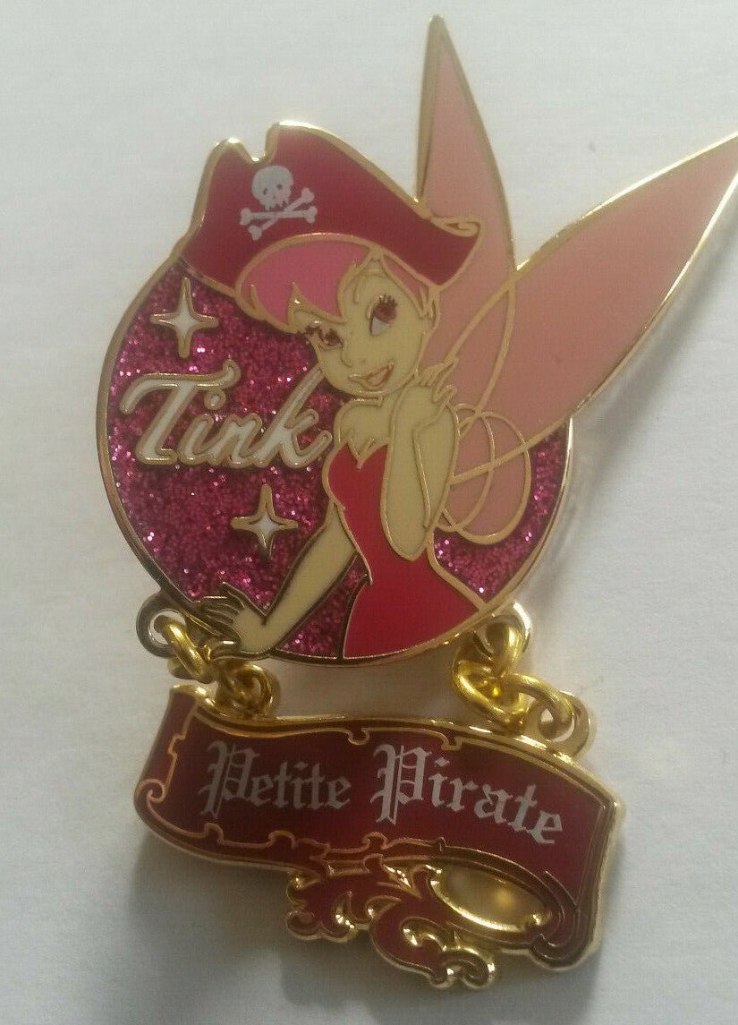 Tinkerbell Petite Pirate Pink Glitter Dangle Disney Land Paris Dlrp Dlp 2010 Pin