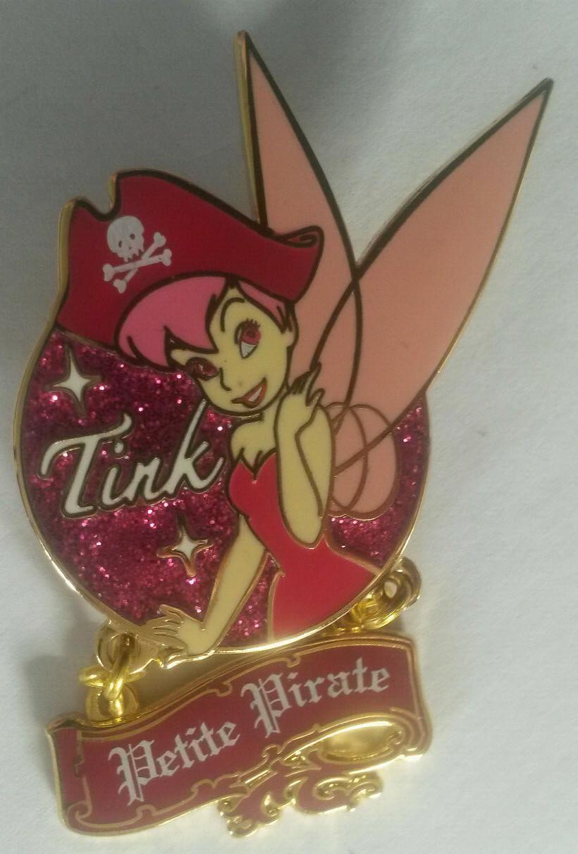 Tinkerbell Petite Pirate Pink Glitter Dangle Disney Land Paris Dlrp Dlp 2010 Pin