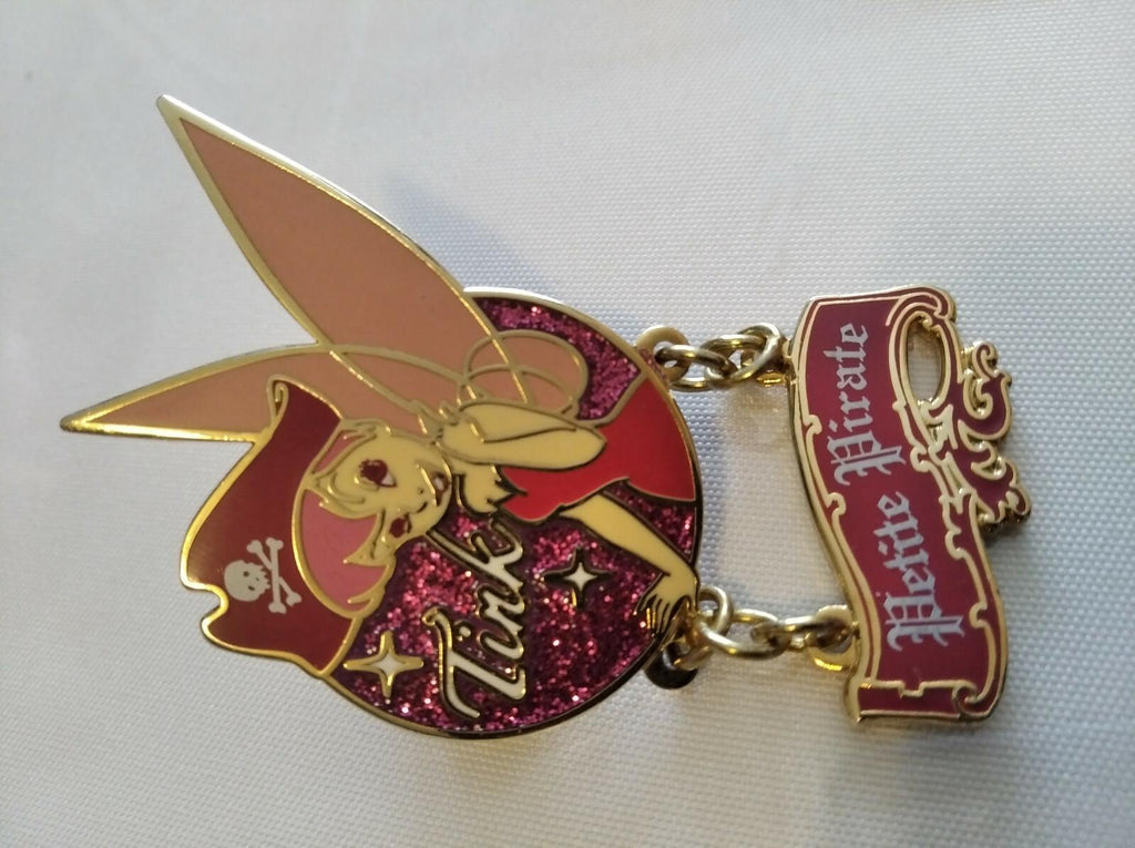 Tinkerbell Petite Pirate Pink Glitter Dangle Disney Land Paris Dlrp Dlp 2010 Pin