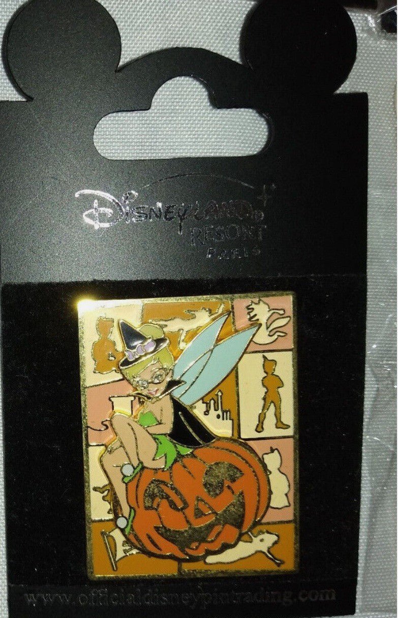 Tinkerbell Witch Halloween sitting Pumpkin Disney L Paris Dlrp Dlp move 2004 PIN