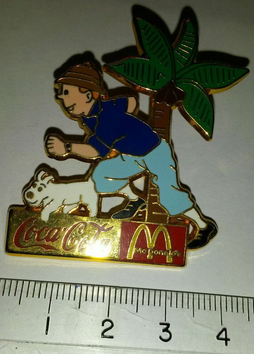 Tintin Milou Coconut palm tree Cocotier palmier Coca Cola Mc Donald Pin