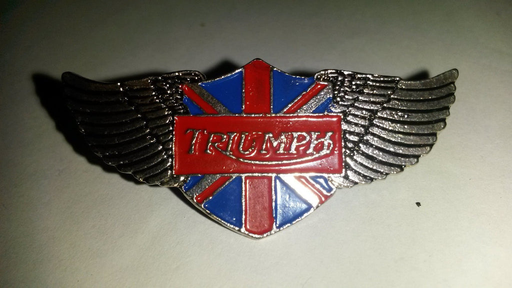 Triumph British Bikes Logo with wings and Union Jack flag pin pin's