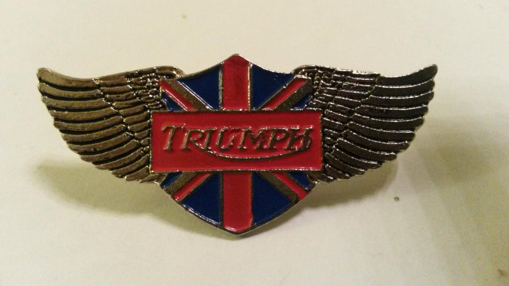 Triumph British Bikes Logo with wings and Union Jack flag pin pin's