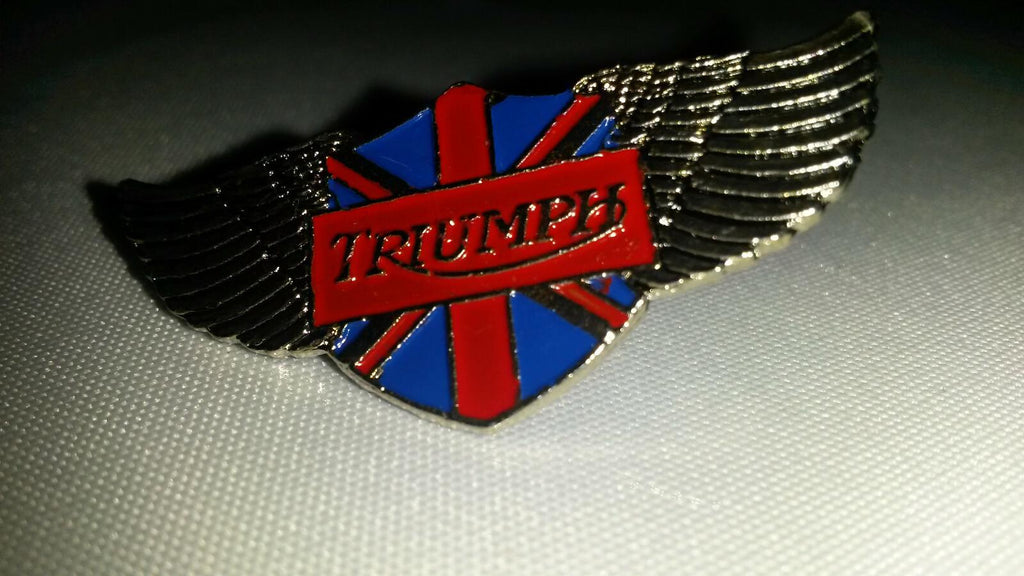 Triumph British Bikes Logo with wings and Union Jack flag pin pin's