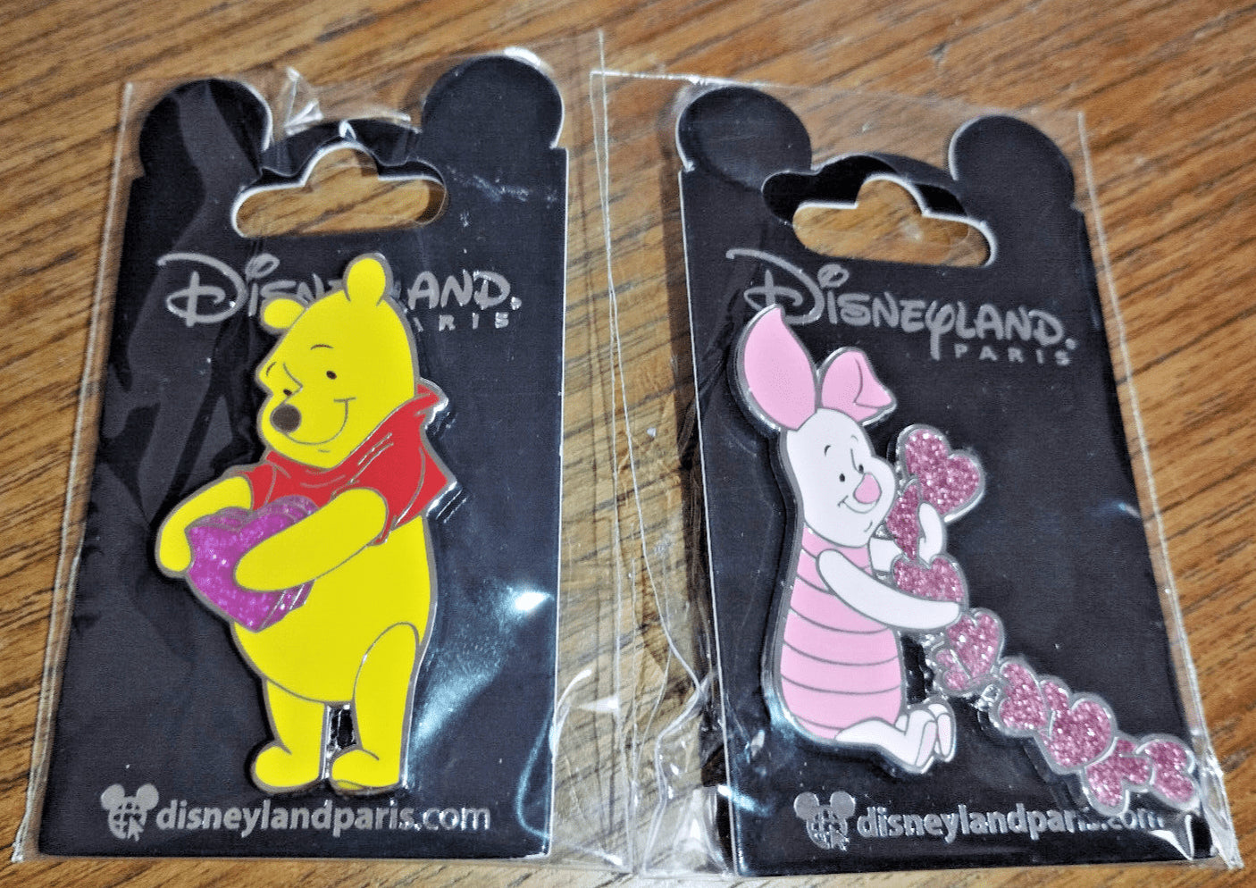 Winnie Piglet Heart Valentine Disney Land Paris Dlp Dlrp 2023 Glitter 2 Pins