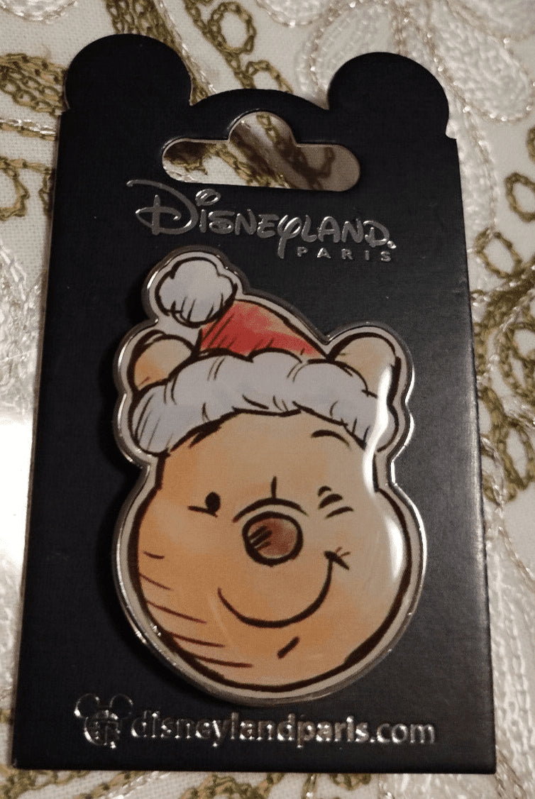 Winnie the Pooh Head Winking Christmas Santa Hat Disney L Paris Dlp 2024 Pin