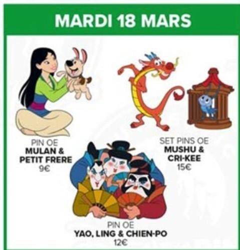 Yao, Ling, Chien - Po as Geisha Mulan Set Disney Land Paris Dlp Mar 2025 Pin